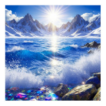 Paysage hivernal majestueux de vagues océaniques 