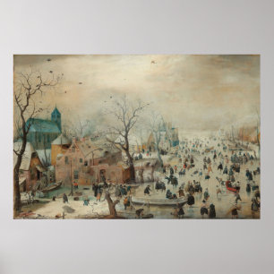 Poster Paysage hivernal Patinage sur glace par Hendrick A