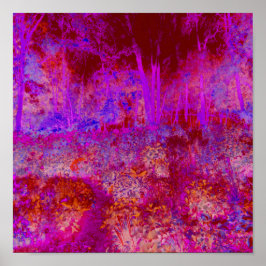 Poster Paysage impressionniste Trippy Red et Magenta