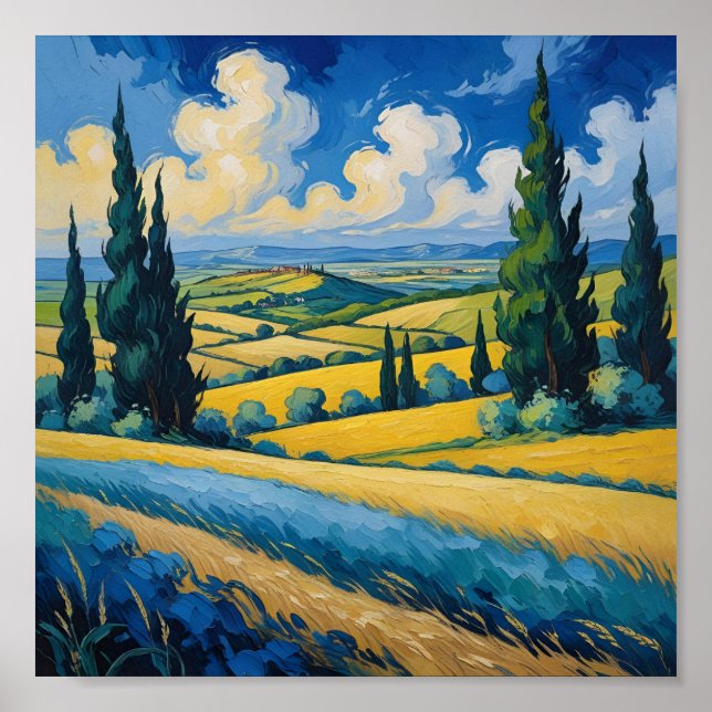 Poster Paysage inspiré par Van Gogh (Devant)