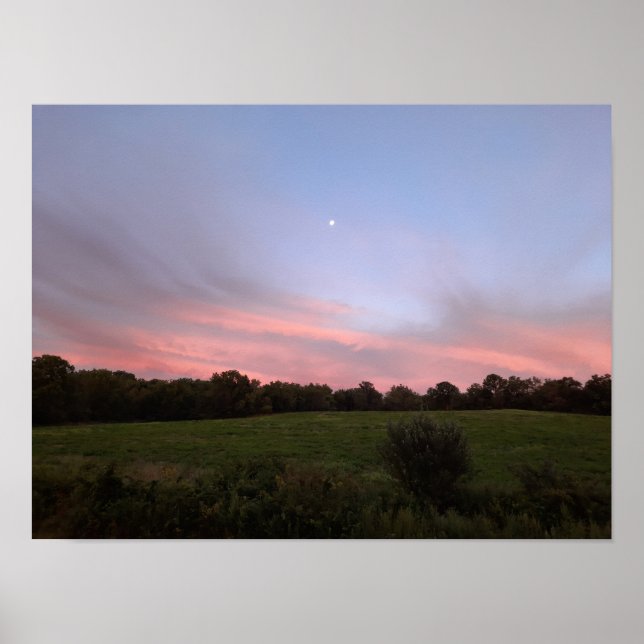 Poster Paysage lunaire Nuages lumineux Champ de photo (Devant)