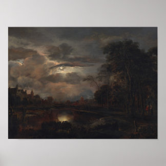 Poster Paysage Lune avec Pont