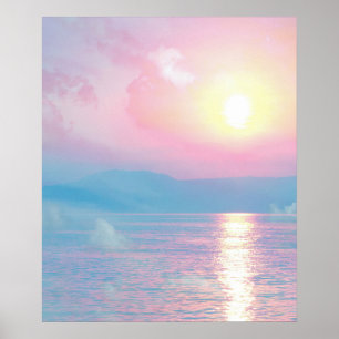 Poster Paysage magique au coucher du soleil rose