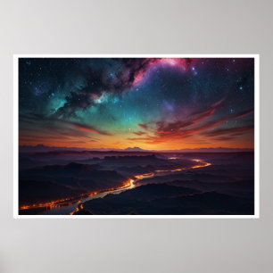Poster Paysage magique des aurores boréales