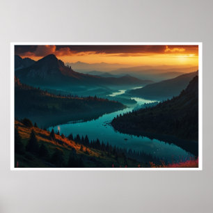 Poster Paysage magique des lumières du Nord