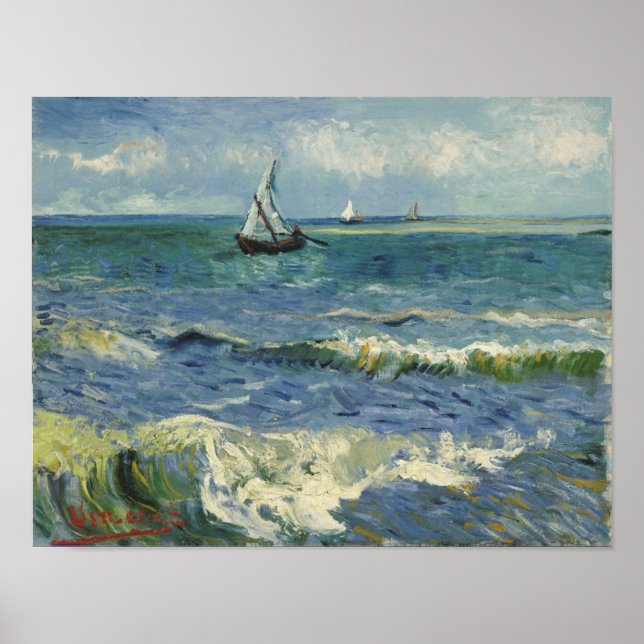 Poster Paysage marin à Saintes-Maries (F415)Van Gogh Fine (Devant)