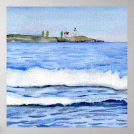 Poster Paysage marin à York, Maine Aquarelle Imprimer