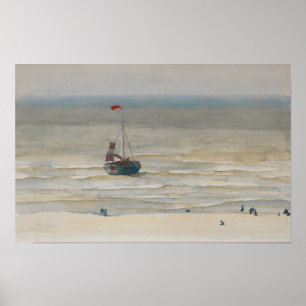 Poster Paysage marin. Aquarelle vintage