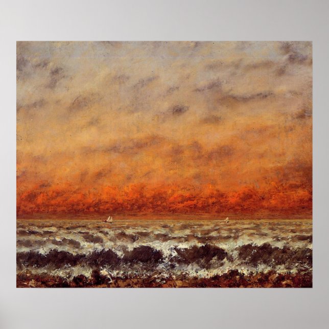 Poster Paysage marin, belle peinture de Gustave Courbet (Devant)