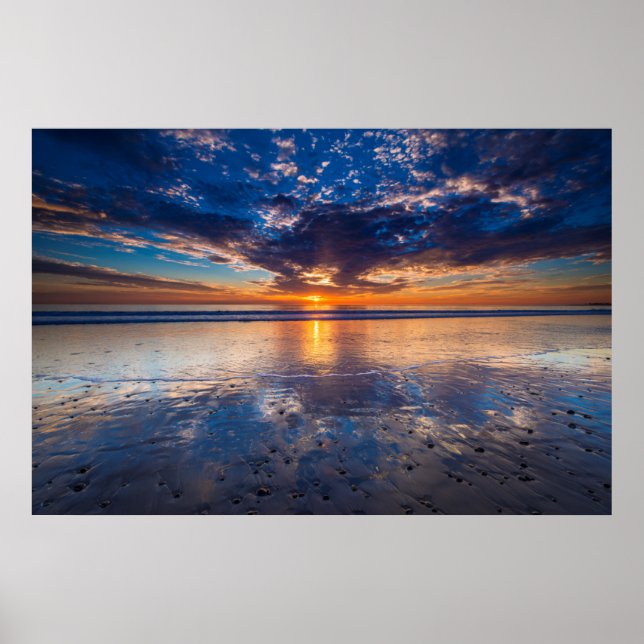 Poster Paysage marin dramatique, coucher de soleil, CA (Devant)