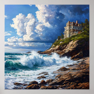 Poster 🌊 Paysage marin dramatique Vagues océaniques Couc