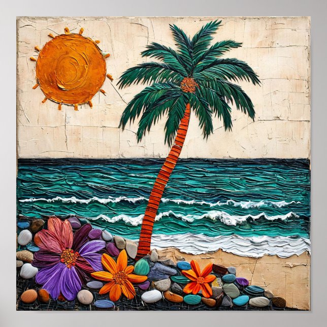 Poster Paysage marin tropical de dessin animé mignon Scèn (Devant)