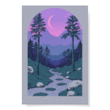 Paysage minimal de colline lunaire nocturne sous u