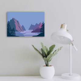 Poster Paysage minimaliste de montagne et de lac Pittores