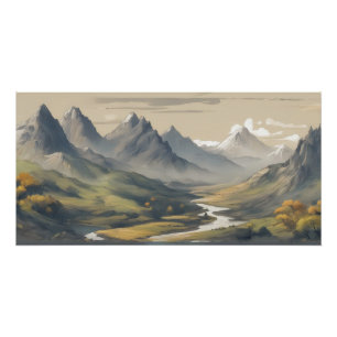 Poster Paysage montagneux panoramique