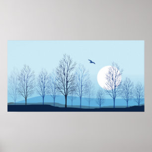 Poster Paysage naturel Blue Tint