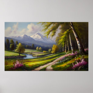 Poster Paysage naturel de printemps
