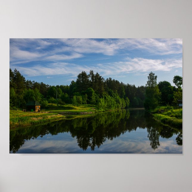 Poster Paysage naturel Paysage Lac Sky Belarus (Devant)
