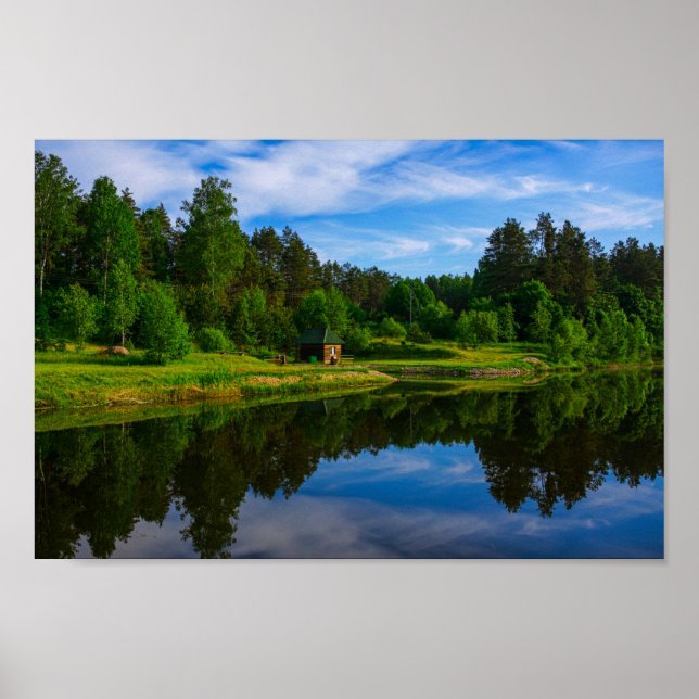 Poster Paysage naturel Paysage Lac Sky Belarus (Devant)