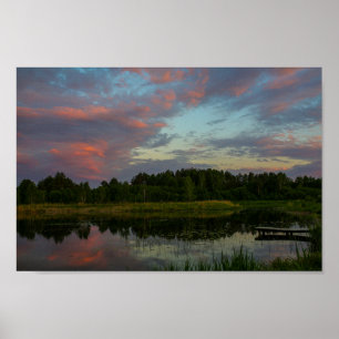 Poster Paysage naturel Paysage rural Lac Sunset