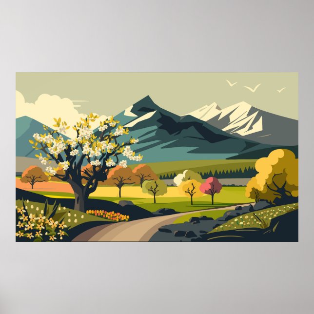 Poster Paysage naturel printanier (Devant)