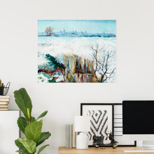 Poster Paysage neigeux avec Arles par Vincent van Gogh
