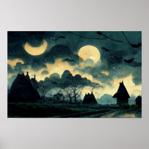 Poster Paysage nocturne éffrayant
