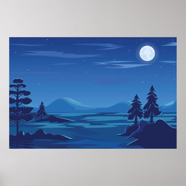 Poster Paysage nocturne moyen (Devant)