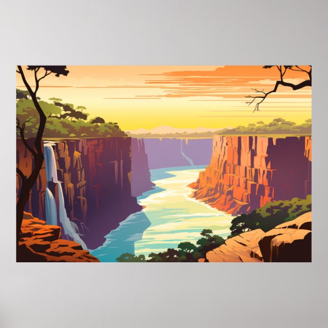 Poster Paysage Panoramique Cascade Paysage Nature (Devant)