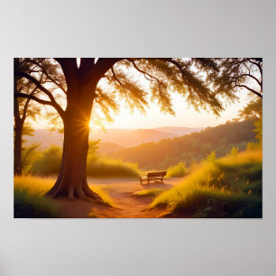 Poster Paysage panoramique Coucher de soleil Nature Paysa