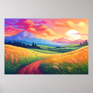 Poster Paysage panoramique des Prairies Nature