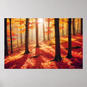 Poster Paysage panoramique Forêt d'automne Nature Tranqui