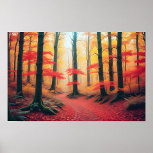 Poster Paysage panoramique Forêt d'automne Nature Tranqui