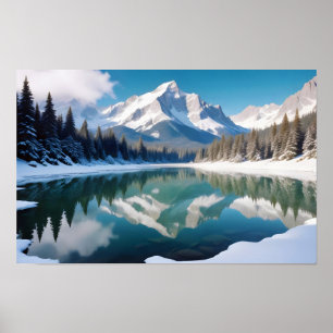 Poster Paysage panoramique Montagnes Lac Nature Tranquill