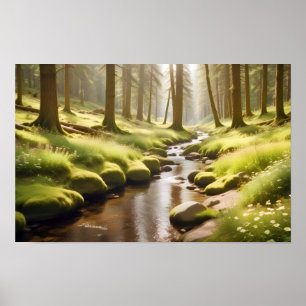 Poster Paysage panoramique Rivière panoramique Forêt natu