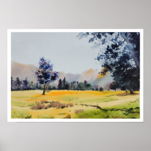 Poster Paysage peinture aquarelle