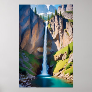 Poster Paysage pittoresque Montagnes Cascade Nature