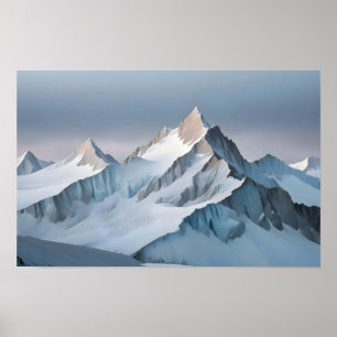Poster Paysage pittoresque Montagnes d'hiver Nature Art
