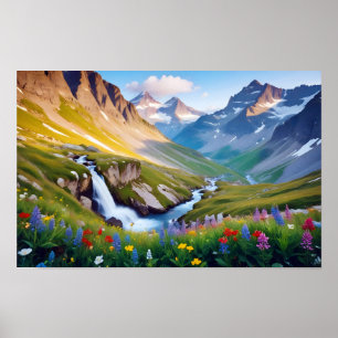 Poster Paysage pittoresque Vallée de la prairie Nature pa