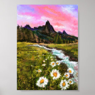 Poster Paysage printanier - Floraison - Peinture original