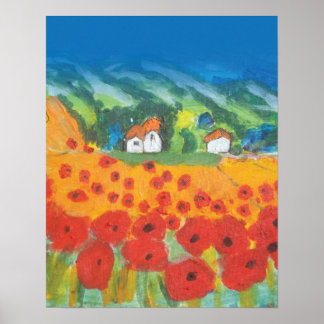 Poster Paysage provençal Vue pour enfants