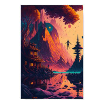 Paysage psychédélique de rêve, ai. création artist