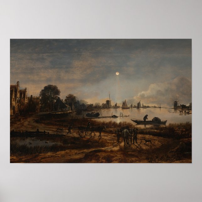 Poster paysage rivière Van der Neer (Devant)
