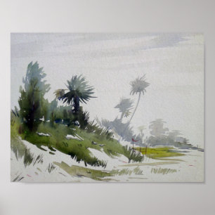 Poster Paysage rural peinture aquarelle