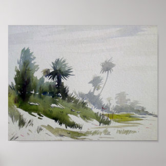 Poster Paysage rural peinture aquarelle