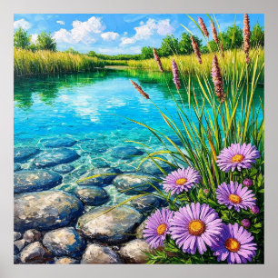 Poster Paysage serein avec lac clair