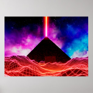 Poster Paysage spatial néon : Pyramide