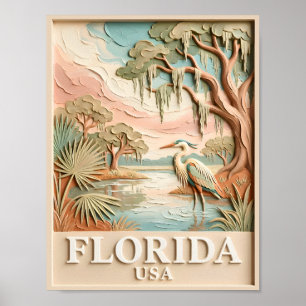 Poster Paysage Texturé de la Faune Aviaire des Everglades