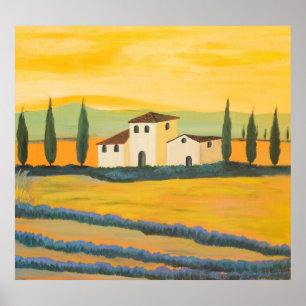 Poster Paysage toscan, peintre privé, peinture acrylique