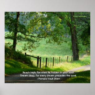 Poster Paysage tranquille de chemin+Citation